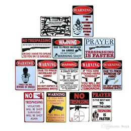 No Trespassing Warning Gun Shot Tin Signs Vintage Plate Wall Bar Garage Shop Home Club Cafe Art Craft do old Out door wall Decor Plaque Size 20x30cm