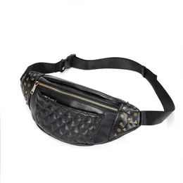 Leather Outdoor Sexy Rivets Waist Bag Purse Chest Fanny Pack Travel Cashier Belt Bag Women Hip-hop Rock Punk Wallets