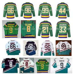 Mighty Ducks Movie Hockey Jerseys 66 Bombay 96 Conway 99 Banks 44 Reed 21 Portman 8 Selanne 9 Kariya Goldberg Green White From Qqq 8 23.39 DHgate.Com