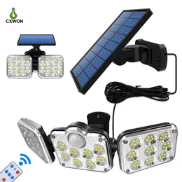 Solar Wall Lights Rotatable Dual Heads Solar Home Lights with 5M Cable Line Garage Garden Indoor Lamps