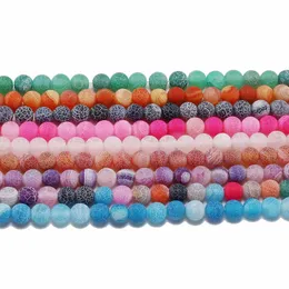 1Strand Lot 4 6 8 10 12 mm Veachering Stone Round Spacer Bead Frost Crab Agates P￤rlor f￶r smycken som g￶r DIY -halsband H Jllava