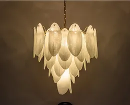 Luksusowy styl anioła żyrandol żyjący Murano Glass Chandeliers Hall Złoty Lustr White Pióro Oświetlenie Korytarz Wiszące Lampy