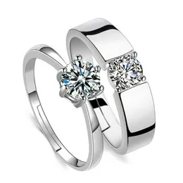 Otwarty regulowany pierścionek z cyrkonią cyrkonu diamentowy pierścionek zaręczynowy