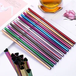 Drinking Straw Reusable Metal Straw Heart-shaped Bubble Tea Straws 304 Stainless Steel Pearl Milkshake Straw 21.5cm WB3146