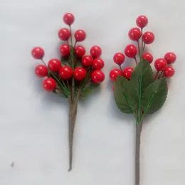 10 st artificiell fruktgren Juldekorationer Simulering Bröllopsdekoration Röd bär Visa Fake Plant Berry Branch