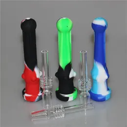 Smoking Silicone Nectar pipe mini silicone water bong dab rigs with 14mm Titanium & Quartz Tips