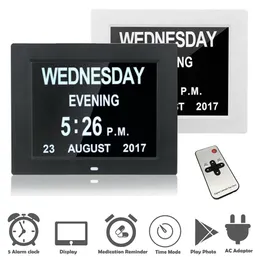 Orologio digitale da 7 "8 lingue LED Calendario Giorno/Settimana/Mese/Anno Sveglia elettronica per persone con problemi di vista Decorazioni per la casa 201118