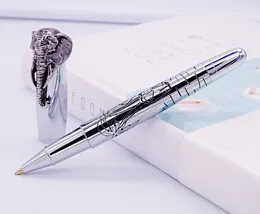 Fuliwen Rollerball Pen Elephant Head on Cap, Delicate Silver Signature Pen, Smooth Refill Business Office Home School Supplies 201111