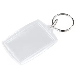 2020 Akryl Plast Blank Nyckelringar Sätt in Passport Fotoram Keychain Picture Frame KeysRings Party Gift
