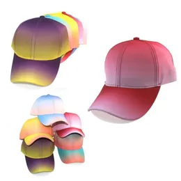 女性男性夏の人格ヒップホップ野球帽子コントラストカラーグラデーションレインボー調節可能スナップバックピークキャップY200730