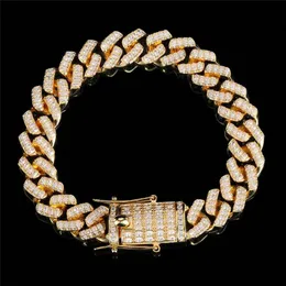 Haute Qualité Hommes Hiphop Chaîne Cubaine Bracelet 12mm 7/8/9 pouces Or Argent Couleur Micro Stetting CZ Miami Cubain Bracelet Punk Bijoux