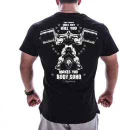 Men's T-Shirts Men Gyms Fitness Workout T-shirt Casual Fashion Print Cotton Black Summer Male Brand Clothing Short Sleeve Tees Tops