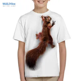 Children's Squirrel T Shirt Animal T-shirt Kids 3D Print Top Boys Lovely Tee Kids Streetwear Girls Clothing Cute Pet Tops G1222