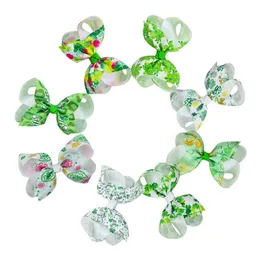 4inch Green White Big Bow hairpin Hair Clip Irish Festival hairpins St Patrick's Day children's hair accessories