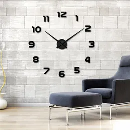 Försäljning 3d diy vägg klocka modern design saat reloj de pared metal art vardagsrum akryl spegel titta horloge murale1 klockor