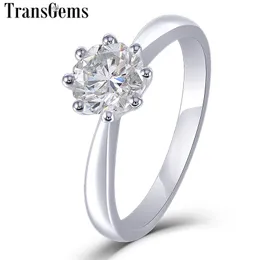 TransgeMs 14k anel de noivado de solitário de ouro branco para mulheres Corte de octógono único 1ct 6mm f anel colorido Y200620