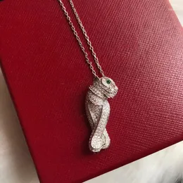 Hängsmycke Halsband Halsband Leopard Örhängen S925 Sterling Silver Full Diamond För Kvinnors Hög Smycken Julfest Present 11