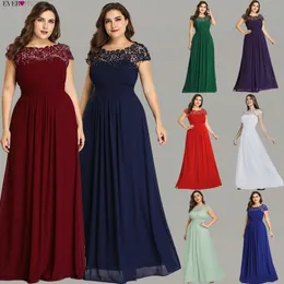 Ever Pretty Plus Size Evening Dresses 2020 New Arrival Elegant A Line Chiffon Open Back Long Lace Formal Party Gowns LJ201119