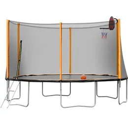 14ft powlekane proszkowo zaawansowane trampoliny z obręczem koszykówki i Ladde USA Stock A51283M