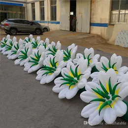 I fiori gonfiabili rossi e bianchi incatenano il fiore gonfiabile di lunghezza di 10m con il LED ed il ventilatore per la decorazione della fase di nozze