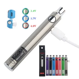 UGO V3 Pil Ön Isıtma VV Kalem 650 900mAh EVOD eGo 510 Pil USB Voltaj Vape Değişken Ayarlanabilir Buhar BUD Sepeti Piller