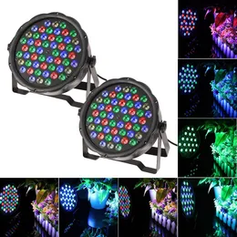 LEDステージライトランプRGBW PAR LIGHTS 54PCS LED 54Wサウンドアクティブ化自動DMX512ディスコライトDJパーティーウェディングクラブPUB KTV、2リグのパック