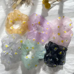 Organza Hair Scrunchies Dam Pläd Scrunchie Elastiska hårband Flickor Huvudbonader Gummi Hårband Transparent hästsvanshållare 154 Z2