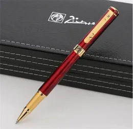 Top Luksusowe Picasso 902 Pen Wine Red Golden Plating Grawerowanie Wałek Pióro Business Supplies Pisanie gładkich opcji Długopisy z pudełkiem