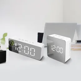 LED Desk Clock For Home Office Decoration Night Display Digital Table Clock Lighted Makeup Mirror LED Office Clock Watch Klokje Y200407