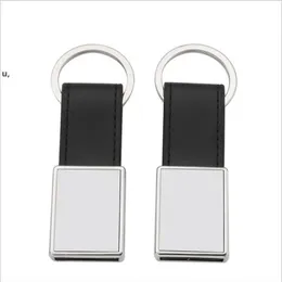 DHL Chaveiro De Metal Personalizado Favor Sublimação Casa-forma Keyring com Anel de Couro PU Exclusivo Retângulo Lembrança Chave Pingente RRE12301