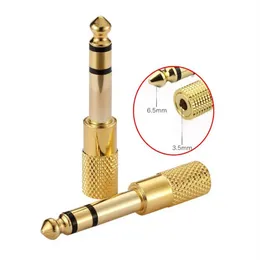 6.5mm Man till 3,5 mm Kvinna Stereo Audio Adapter Jack Plug Connector Gold Plated DHL A17