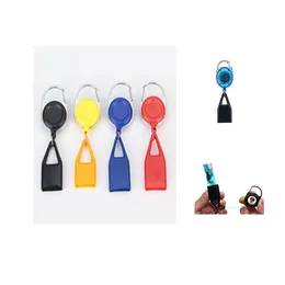 Premium Smoke Colorful Rubber Lighter Sheath Case Plastic Leash Clip to Pants Retractable Reel Metal Keychain Holder Multiple