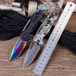 Wholesale Camping Folding Pocket Knife Outdoor Rainbow Blade Fishing Hunting Knife Stainless Steel Titanium Knife Tactical Survival Knives