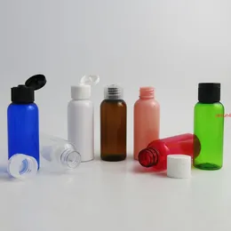 50 x 50 ml Bottiglia di plastica Plastic Plastic Plastic con Bianco Black Clear Flip Top Cap Inserire il set 5 / 3OZ Cosmetic Shampoo Containsfree Spedizione gratuita