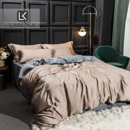 Parkshin lüks yatak seti 100% ipek doğal yumuşak çift kişilik yatak nevresim yatak örtüsü düz levha kraliçe kral yetişkin yatak çarşafları t200706