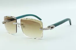 2021 절단 렌즈 끝없는 다이아몬드 선글라스 3524020, 청록색 나무 사원 안경, 크기 : 58-18-135mm