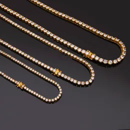 Mens HipHop Tennis Chain Necklace With Cubic Zircon In Gold Mens HipHop Tennis Chain Necklace With Cubic Zircon In Gold