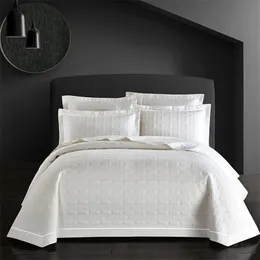 Luksusowy 100% bawełna Quile Bedspread łóżko Pokrywa Zestaw Pościel Zestaw Biała Gray Materac Pokrywa łóżko Zestaw Couette Couvre LIT DEKBED 201021