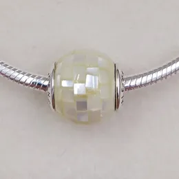 Essence series GENEROSITY White Mother-of-Pearl Mosaic Clear CZ Pandora Charms for Bracelets DIY Jewlery Making Loose Beads 925 Silver Jewelry wholesale 796079MMW