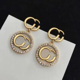 Модные золотые алмазные серьги Дизайнер Классическая Серьга для женщин -любителей свадеб любителей вечеринок