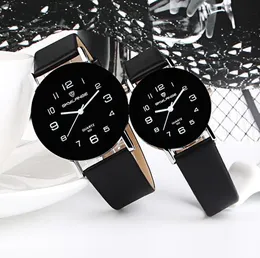 Nyaste klassiska enkla damer män Quartz armbandsur läderband Coloful Watch Par Numeral Design Studentälskare Klockor