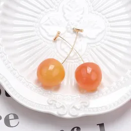 Słodkie pomarańczowe kolczyki z owoców wiśniowych dla kobiet słodkie owoce tansparent żywica wisiorek kolczyki dziewczyna kobiece prezenty biżuteria