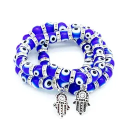 2022 new Lucky Hand Eye Strands Beaded Pendant Bracelets Handmade Beads Elastic Bangle Unisex Women Men Fashion Jewelry