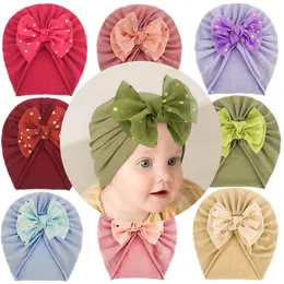 Lovely Shiny Bowknot Baby Hat Cute Solid Color Girls Boys Hats Turban Soft Newborn Infant Cap Head Wraps 20220225 H1