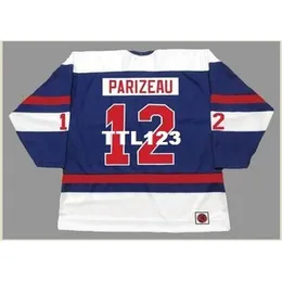 740 #12 Michel Parizeau Quebec Nordiques 1974 WHA HOME HOCKEY JERSEY VEYA özel herhangi bir isim veya numara Retro Jersey