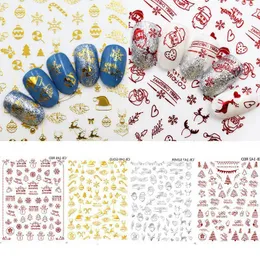 Christmas Nail Art Stickers Gold Silver Red Color Snowflake Snowman Christmas Tree Santa Hollow Nail Decals Manicure Decor