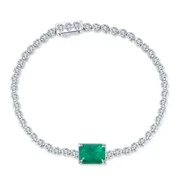 Personalizado wholale luxo jóias pulseira mulheres 925 sterling sier diamante tênis esmeralda bracelete de pedras preciosas