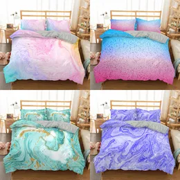 Homesky Chic Girly Marble Duvet Cover Colorful Glitter Turkos sängkläder Comfort Set Abstrakt Aqua Teel Blue Quilt Cover 201127