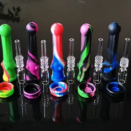 Mini NC Collector Dab Tool Kit With Quartz Tip Oil Wax Container 14mm Silicone Water Pipes Concentrate NC Dab Straw Smoke Rigs