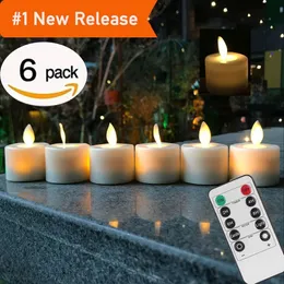 Controle Remoto LED Candles Pack de 6 White White LED Velas Flameless Velas Operado Bateria Chama Chama Chama Tea Light Y200109